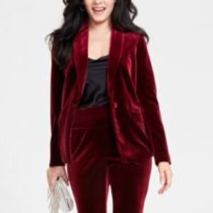 INC International Concepts Velvet Blazer in Burgundy, size large, LIKE NEW